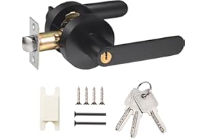Faankiton Manija con Cerradura de Llave, Manija de Puerta con Cerradura y Llave, Juego de Manillas de Entrada, Manija para Puertas de Paso, Cerradura de Palanca de Puerta para Dormitorio, Baño (Negro)