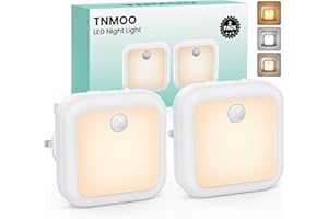 TNMOO Night Light Plug in Wall, Motion Sensor Lights Indoor Plug in 3000K Warm White, 3 Modes, 2 Pack Dimmable LED Night Lights for Hallway, Stair, Bedroom, Garage, Kids