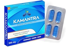 KAMANTRA™ - Mantra to Enhance Your Performance - Extra Strength Performance Enhancing Pills, Stamina Endurance Booster Blue Supplement Pills for Men - 4 Ginseng Capsules