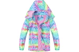 SUKUTU Veste Polaire Fille Imperméable Enfant Softshell Blouson Impression Veste de Pluie
