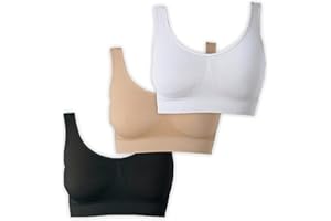 UnsichtBra biustonosz damski bez fiszbin, 3-częściowy zestaw dla dobrego samopoczucia, miękki biustonosz do spania i karmienia piersią, sportowy krótki top w wielu kolorach