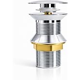 Universal Basin Click Clack Valve &ndash; Sink Plug Click Clack Chrome Stainless Steel, Drain Basin Control Optimal, Basin Valve Wi