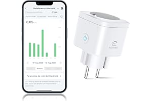 EIGHTREE Prise Connectée WiFi 5GHz, Prise Intelligente Programmable, Compatible avec Alexa/Google Home, Suivi de Consommation, Contrôler le ventilateur/climatiseur, 16A 3680W, Type F, 1PCS