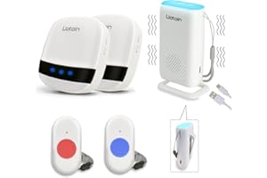 LIOTOIN Notrufknopf für Senioren Notruf Kabellos Notfallknopf Hausnotruf für Senioren SOS Alarm Notruf Knopf Wasserdicht Pflegeruf Set 2 Sender 1 x tragbarer Empfänger 2 x DE Stecker Empfänger …