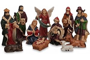 ‎LS-LEBENSTIL LS-LebenStil Krippenfiguren Set 11-teilig 5-10cm groß/hoch Weihnachten Krippe Maria Josef Jesus 11-teilig Deko traditionell Handbemalt Krippentiere Weihnachtsfiguren Weihnachts-Krippe