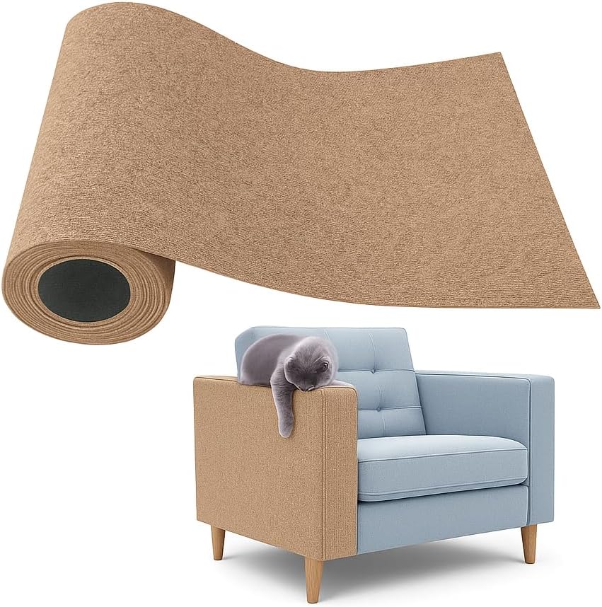 Kedi Tırmalama Halısı Yapışkanlı Her Yüzeye Uygulanabilir Kesilebilir Mobilya Koruyucu Mat (Devetüyü, 40x50)