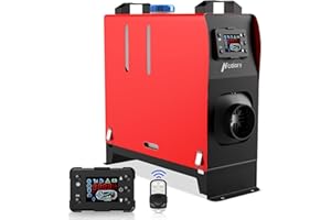 HCALORY 12V 8KW Diesel Heater All-in-one Car Heater Single Hole with Remote Control Digital Monitor for Car Trucks Boat Bus RV and Trailer, Red