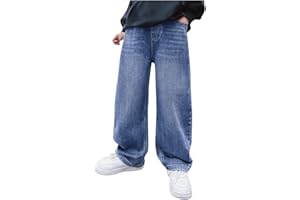 SONNENA Jean Baggy Ado Garçon Large Cargo Pantalons Jogging Enfant Streetwear Travail Elastique Taille Garçon Y2k Coupe Droite Straight Chic Pantalon Boyfriend Jeans