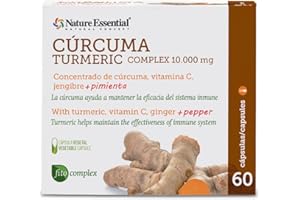 Nature Essential | Cúrcuma Complex 10.000 mg | 60 Cápsulas Vegetales | Con Jengibre, Pimienta Negra y Vitamina C | 95% Curcumina