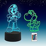 2 in 1, lampada Anime LED 3D illusion, telecomando RGB a 16 colori,luce notturna per camera da letto per ragazzi