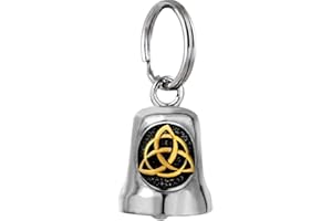 CUSTOMprivé Guardian Bell Viking Campanilla Porta-Bonheur Moto Biker Le Triquetra Celta Germánico Llavero Se entrega en su estuche de terciopelo de regalo, 35x24x24 mm, Acero inoxidable