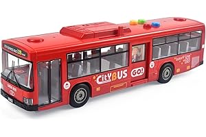 iFunLong Bus Car Toys for 3+ Years old Boy and Girl Gift, Play Vehicles Toy with Lights and Sounds (Red)
