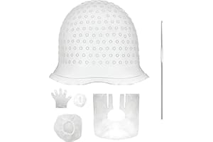 Landrain Czepek na pasemka wielokrotnego użytku, na wysoki połysk, do samodzielnego barwienia, silikonowy czepek z otworami