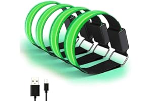Tixiyu 4 braccialetti a LED, ricaricabili tramite USB, luci per corridori, fascia riflettente, regolabile, luce di sicurezza, braccialetto in silicone, per attività all'aperto, jogging, corsa, ciclismo