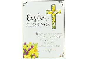 CARDS GALORE ONLINE Pack of 10 Religious Blessings Easter Cards 2 Designs - Floral Cross Gold Foil