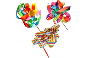 PLABBDPL 3 Stück Tanzbänder Luftschlangen Rhythmische Sportgymnastik Band Bunte Gymnastik Bänder Tanzen Bänder Stab mit Stabdrehen Baton Stick für Kinder Baton Stabdrehen, Tanzen Luftschlangen(2m/Stück