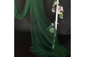 DUORIES 3m x 160cm Soft Tüllstoff,Tüll Stoffe zum Nähen,Netzstoff Dekostoff Drapierstoff für Arbor Hochzeit Vorhang Hochzeitsbogen Freihanddeko Torbogen Zeremonie Party Deko Kleid Tüllrock Schleier,Dunkelgrün