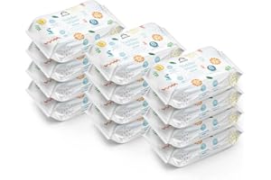 Marque Amazon - Mama Bear Papier toilette humide pour enfants, Sans parfum, 840 lingettes, 12 lot de 70 lingettes