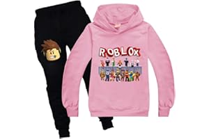 Baonmy Boys Roblox Jersey con capucha y pantalones, trajes de chándal Personajes de dibujos animados Suéter de algodón con capucha Pantalones Conjuntos de ropa