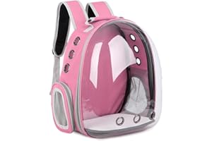 Dihope Zaino Porta Gatti,Trasparente Zaino per Cane Piccola Traspirante Portatile Pet Carrier per Viaggi Escursioni A Piedi Campeggio(Rosa)