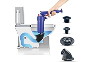 LAVISHLY Toilet Plungers for Unblocking with 4 Suckers High Pressure Toilet Air Blaster Drain Plunger Unblocker Dredge Cleaning Tool Powerful Bathroom Drain Kitchen Sink U Bend Buster Gun