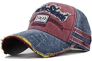 YULOONG Berretto da Baseball in Cotone Vintage Moda Denim Lavato Retro Bordo Sfrangiato Cappello da Sole Cappello da Camionista Ricamato Cappellino Sportivo Casual Taglia Regolabile per Uomo Donna