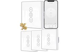 MOES WiFi Smart 2.5D Interrupteur de rideau à écran tactile en verre incurvé, prend en charge les applications Smart Life/Graffiti et Alexa/Google Home Voice Control 4PCS