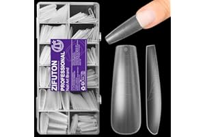 ZIFUTON 288 Pièces Capsule Americaine Ongle X Coffin Long Faux Ongle, 12 Tailles Couverture, Faux ongles capsule, Semi Givré, Avec Valise De Rangement - IdéAl Pour Les Femmes, Salons Et DéButants
