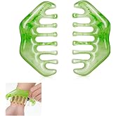 Xspring Masaj tarağı, 2'li set yeşim taşı y&uuml;z masaj aleti, guasha tarak, sa&ccedil; derisi ve t&uuml;m v&uuml;cut masajı i&ccedil;in, baş, y&uuml;z, boyun
