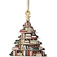 Suncatcher Stained Acrylic Book Tree Ornament,Book Lover Gift for Christmas