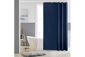 Furlinic Cortina Ducha Tela Impermeable Antimoho Azul Cortinas Baño Poliéster Lavable con 8 Anillas para Bañera Cuarto de Baño 120x180cm