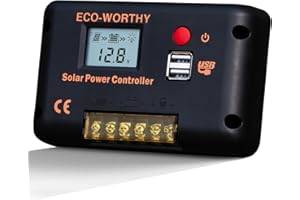 ECO-WORTHY 30A Solar Charger Controller Solar Panel Battery Intelligent Regulator with Dual USB Port Auto 12/24V PWM Positive Ground