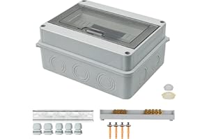 Caja Conexiones, SRJQXH ABS IP 65 Caja Estanca con 2 Juegos de Clips de Tierra de latón, Entrada de 10 Orificios, Para Distribución de Energía Interior y Exterior