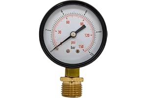 Lumonic I Manometer 0-10bar I 1/2 Zoll I Klasse 2,5 I Anschluss unten I Durchmesser 60mm I Druckmesser I für Druckluft und Wasser