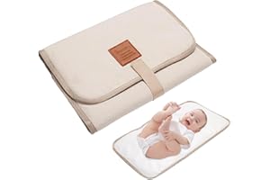 YTUGIL Wickelunterlage Unterwegs, Faltbare & Tragbare Wickelunterlage, Wickelunterlage Waschbar, Wasserdichte Wickelunterlage für Babys, Leicht & Platzsparend, Perfekt für Reisen & Zuhause (Beige)