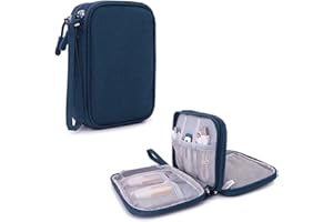 Hosoncovy Étui de transport double couche de 6,3 cm pour disque dur de 6,3 cm, sac de rangement pour deux disques durs WD Western My Passport Seagate, Samsung Toshiba (bleu)