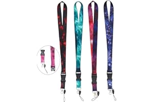 GUIDRE Kanyka 4 Piezas Correa Para el Cuello, Colgante Para Llaves de Cuello con 4 Llavero, Cuelga Llaves Cuello, Lanyard Llaves para Tarjetas de Identificación, Insignias, llaves, Empleados, Estudiantes