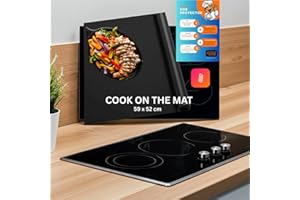 NU-IDEAS Induction Hob Protector Mat Covers 59 x 52 cm - Heat Resistant Non-Slip Silicone Work Top Saver for Kitchens Cooktop Stove Cover (Magnetic) Prevents Scratches and Scuffs Cuts to Size Easy Clean Glass