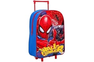 NMB FASHIN FASHION AS UNIQUE AS YOU ARE NMB Fashion Foldable Kids Travel Trolley Backpack - Wheeled Carry-On Suitcase Rucksack with Favorite Character Design for Children (Standard Spiderman Wall Crawler Trolley)