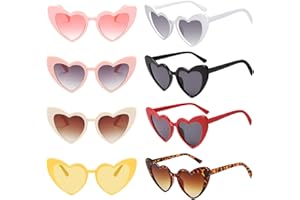 BYTLXM Lunettes de Soleil Coeur, 8 Paires lunettes de soleil vintage en forme de cœur, lunettes de soleil femme, Lunettes de Fête Rétro, pour Carnaval, Noël, Fête D'anniversaire, Unisex