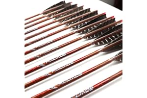 ACCMOS Diamètre Intérieur 6.2mm .244" Longueur Personnalisée Flèche Carbone 22-32 Pouces Spine 700 pour Entraînement Chasse avec Encoche Rotative pour Arc à Poulies et Arc Recurve Adulte Jeunesse 6/12/24pcs