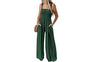 Coloody Combinaisons Femme Été sans Manches à Bretelles Pantalon Long pour Fille Femme Salopette Playsuit Femmes Combinaison à Jambes Pantalon avec Poches