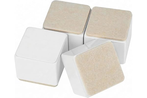 QWORK® 4 st självhäftande möbelhöjare i massivt kolstål, 60 mm i diameter, stöder 500 kg/fot, vitt