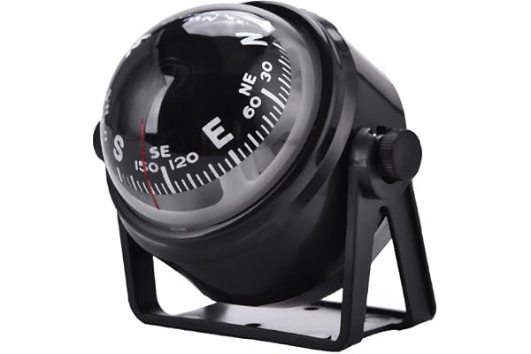 Compass Bateau, Boussole de Navigation Numérique, Boussole de Vision Nocturne de Boule Marine Militaire Réglable Électronique pour Camion, Véhicule, Bateau, Voiture