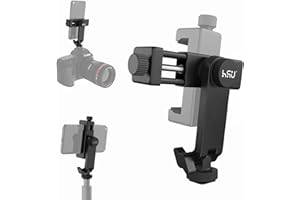 HSU Uchwyt na telefon z zimną stopką, uniwersalny uchwyt na telefon komórkowy, adapter do montażu statywu do smartfona o przekątnej 5,3-10 cm, do fotografii mobilnej