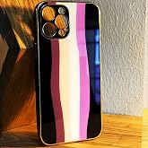 Coverzone Iphone 12 Pro Max İle Uyumlu Kılıf Black Rainbow Desenli Kamera Korumalı Pine Cam Kılıf Renkli