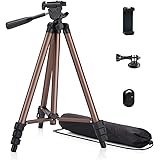 Phinistec 125cm Aluminio Trípode para Móvil y Cámara, iPhone, Proyector, Gopro con Adaptador de Smartphone y Control Remoto B