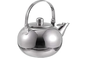 CABILOCK Teiera turca da 1 l, in acciaio inox, teiera, fornello, bollitore, teiera con di tè, fioritura e sciolto, set da 1 l, argento