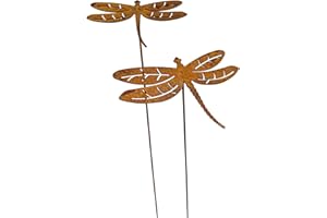 ‎BORNHÖFT Bornhöft Gartenstecker Libellen, 2er Set, Rostoptik Metall, Gartendekoration aus Edelrost Metall Eisen Beetstecker