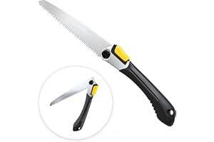 Loofu Folding Pruning Saw, Premium Folding Hand Saw with Secure Lock Comfort Soft Grip for Garden or Tree Pruning, Camping, Wood Working, Rugged Durab
